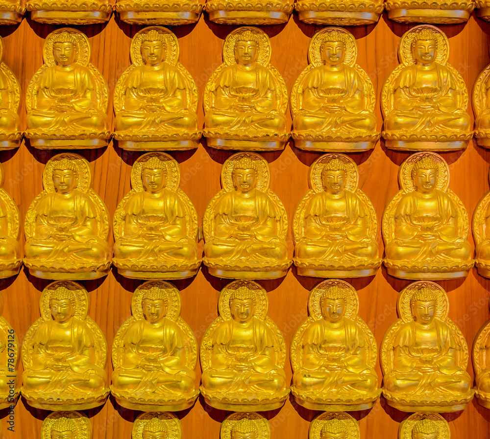 Gold Buddha statue in Thai-Chinese temple.