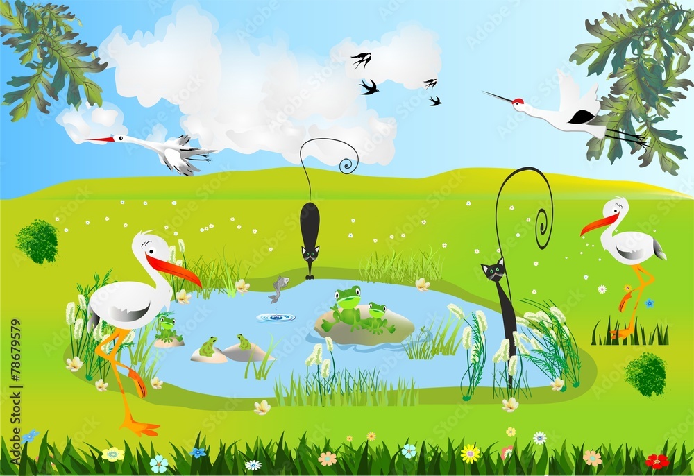 Fototapeta premium wiosna nad stawem,