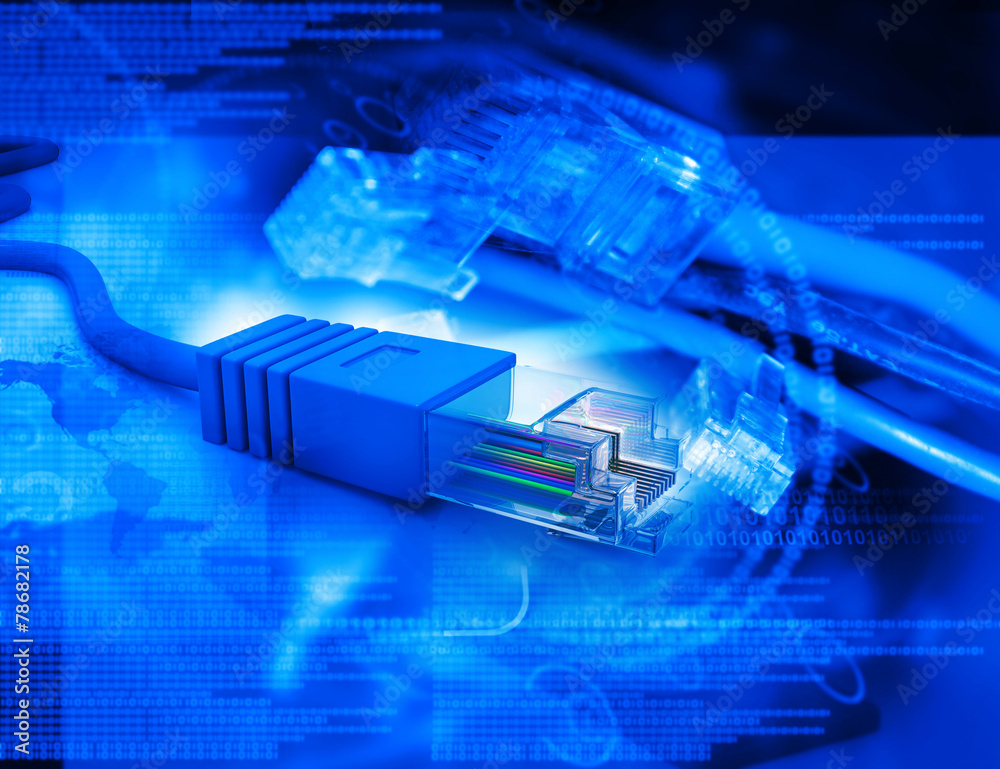 Network cables on abstract tech background Network cables on abstract tech background