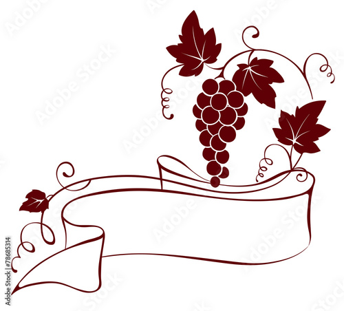 Vector illustration, design element -- grape with ribbon