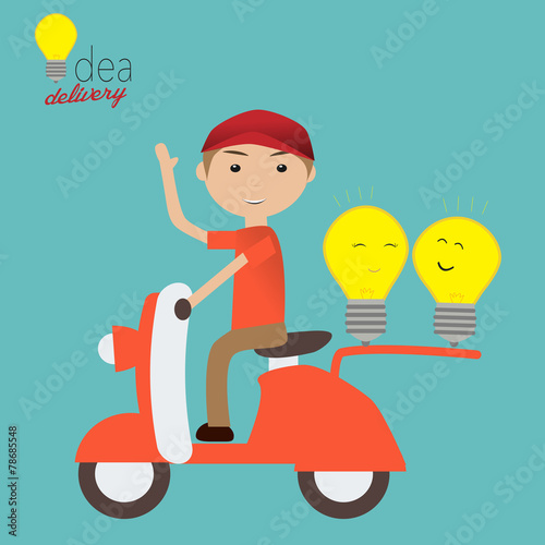 The delivery man with light bulbs for idea