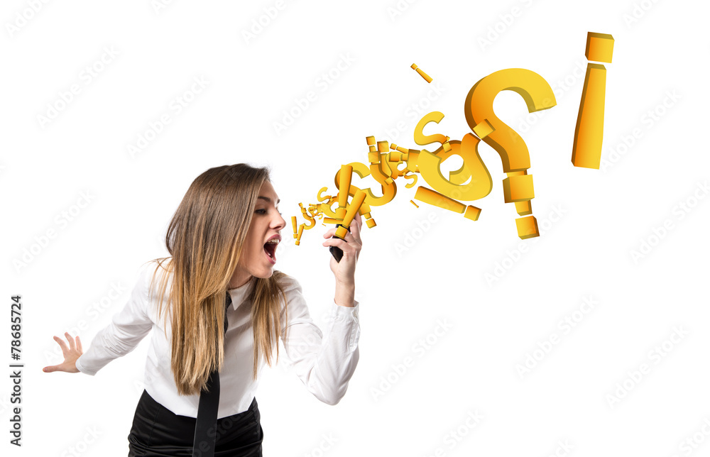 Girl talking to mobile over isolated background. Girl talking to mobile over isolated background.