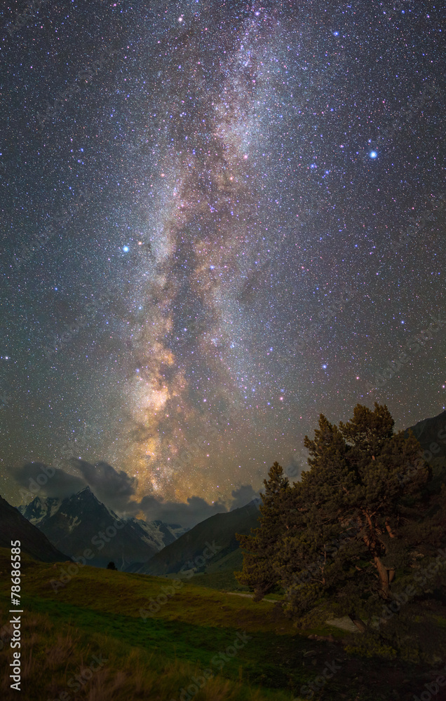 Fototapeta premium Milky Way over mountains