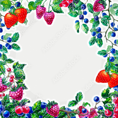 watercolor composition set with berries
