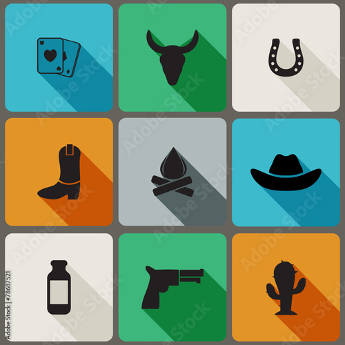 Flat icons set with long shadows