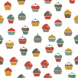 Cupcakes seamless pattern