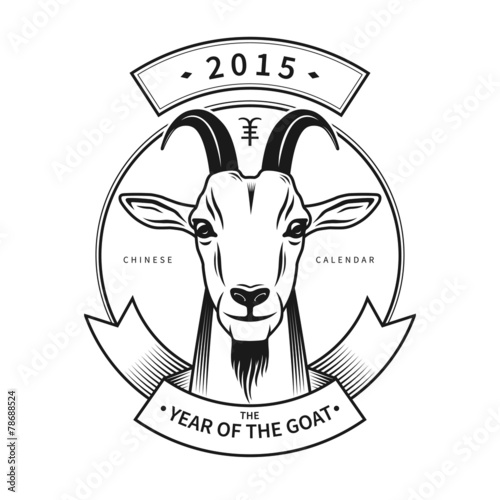 Vintage label with the head of a goat