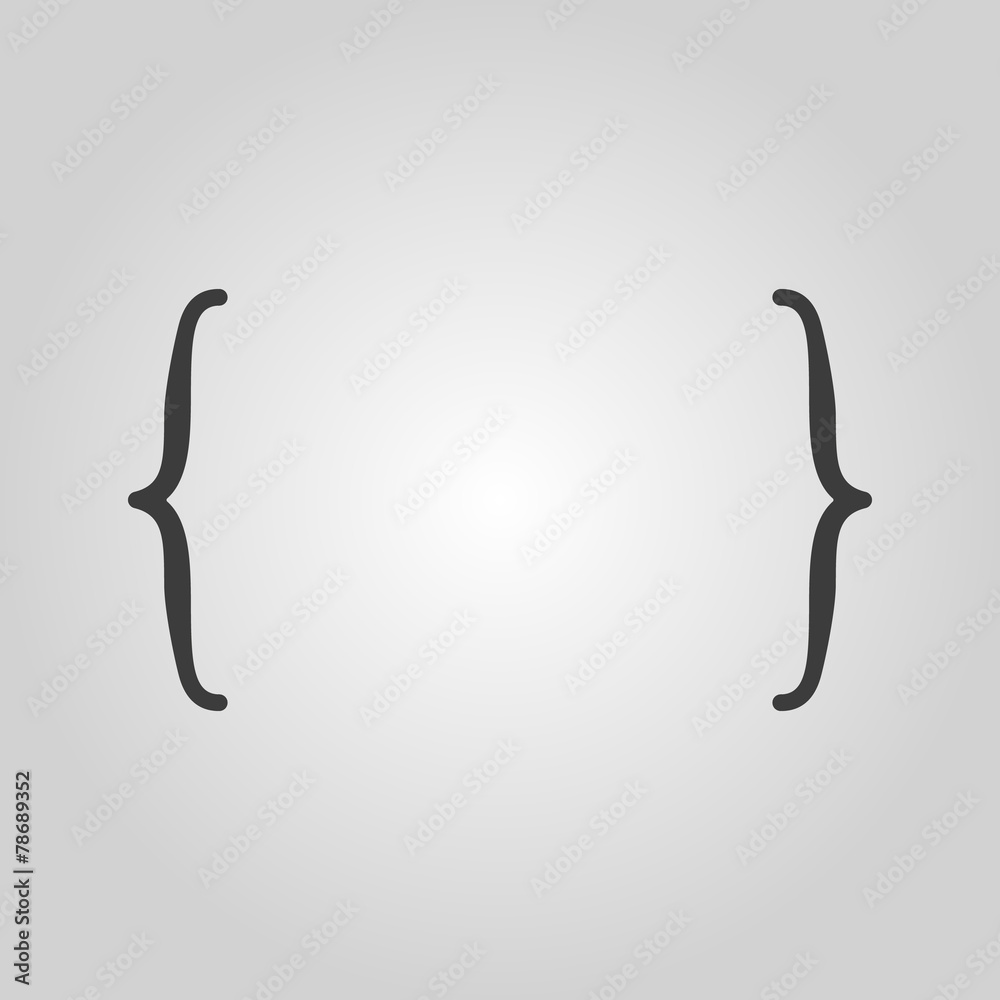 The curly Bracket icon. Quote symbol. Flat The curly Bracket icon. Quote symbol. Flat