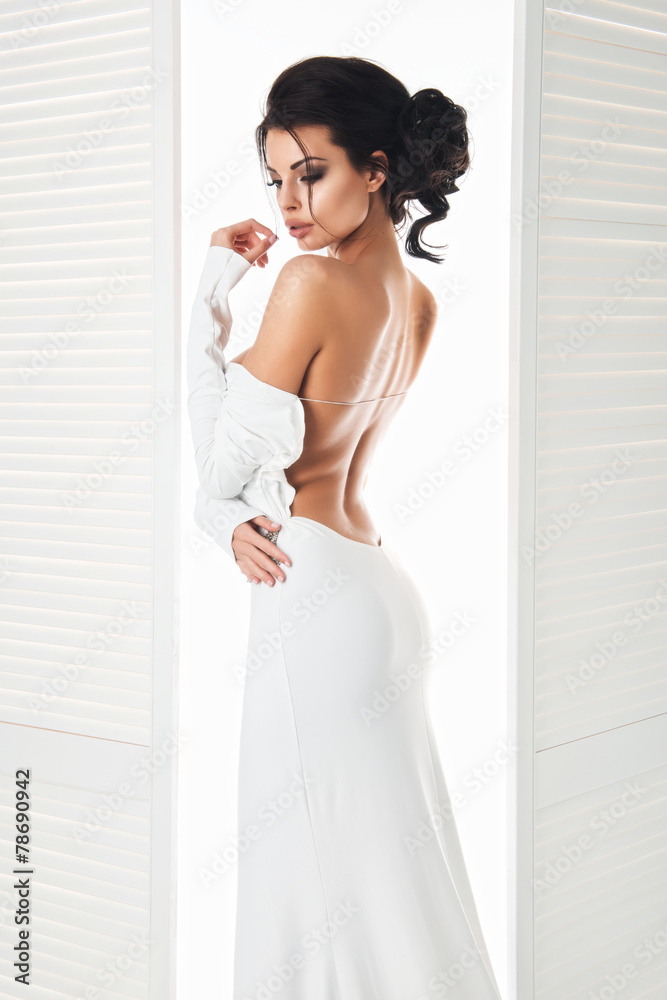 Beautiful woman in the white dress next door Beautiful woman in the white dress next door