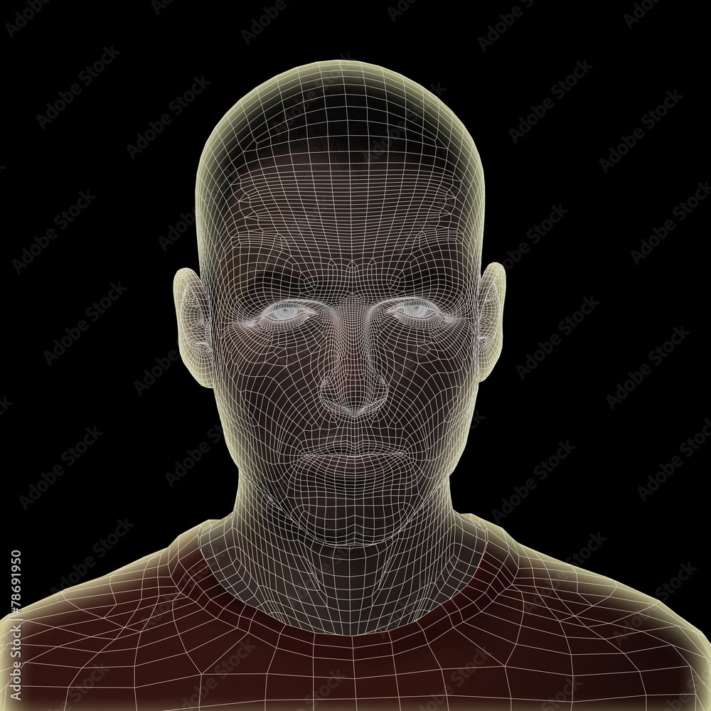 Conceptual wireframe mesh man face Conceptual wireframe mesh man face