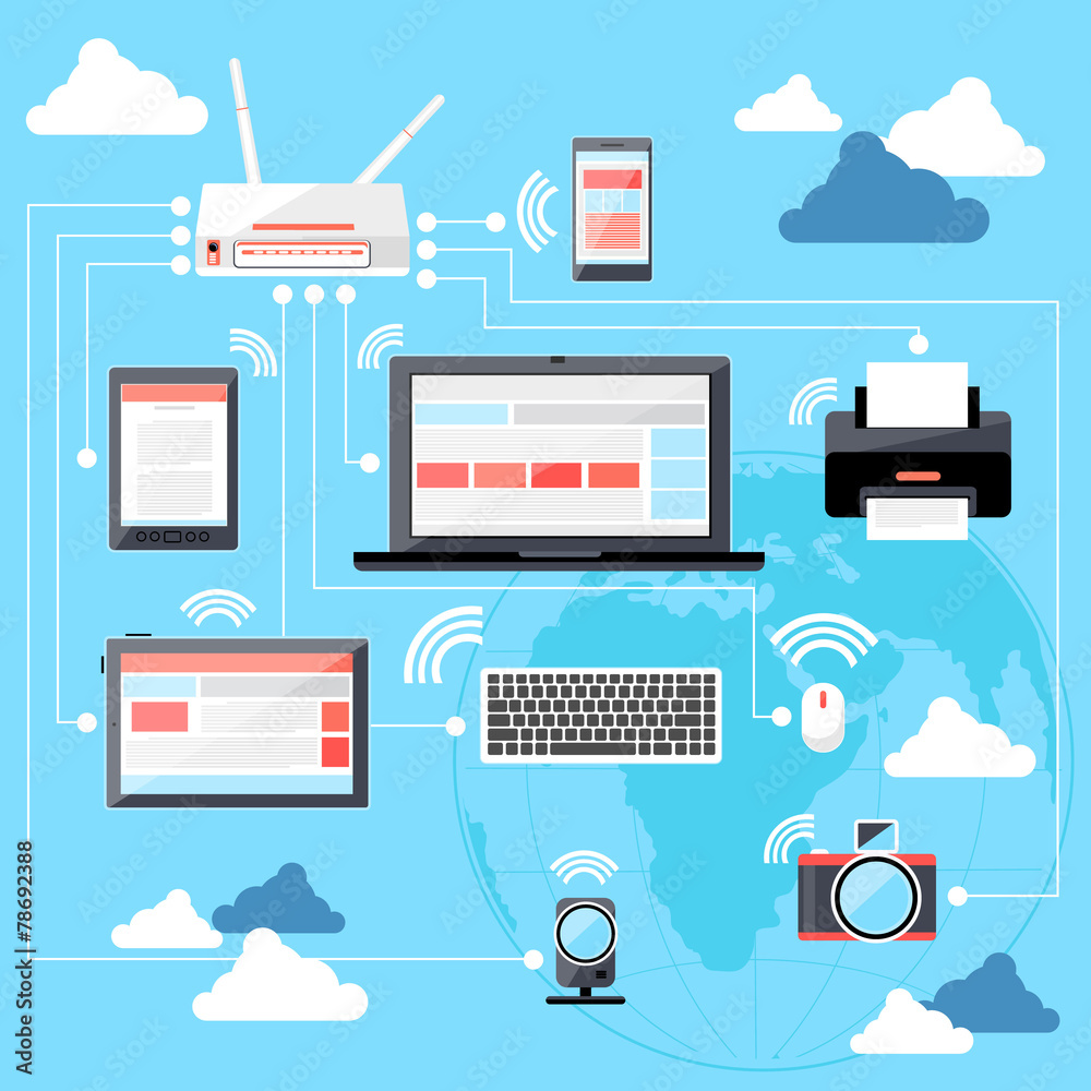 Wifi workstation with globe and router concept Wifi workstation with globe and router concept