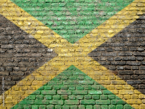 Jamaica flag painted on wall photo