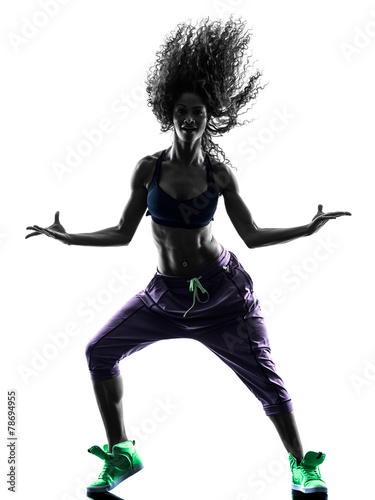 woman zumba dancer dancing exercises silhouette #78694955