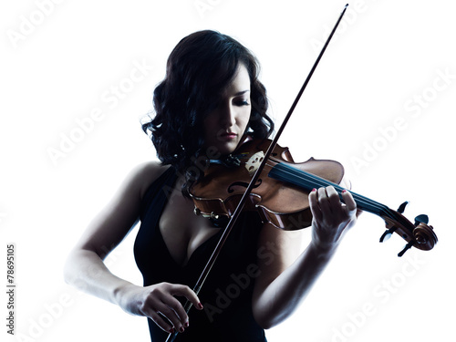 Violinist woman slihouette isolated