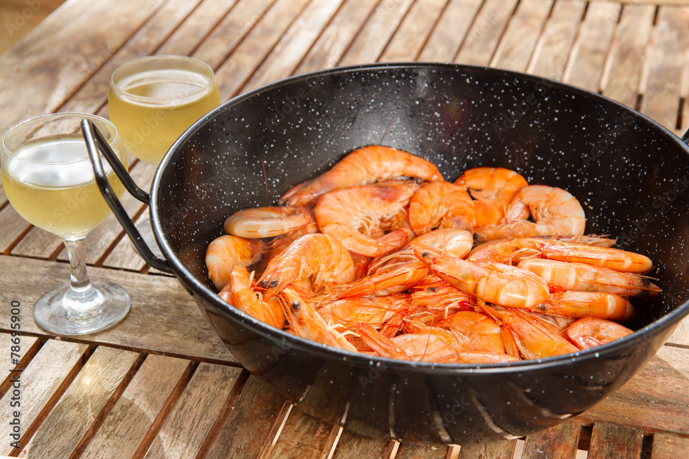 pan with king prawns pan with king prawns