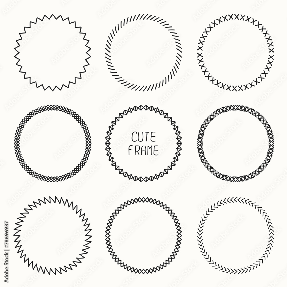 Hand drawn monochrome frame of geometric pattern. Trendy doodle Hand drawn monochrome frame of geometric pattern. Trendy doodle