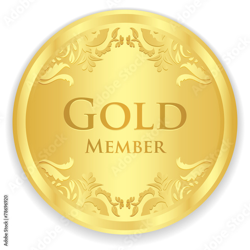 Gold member badge with golden vintage pattern