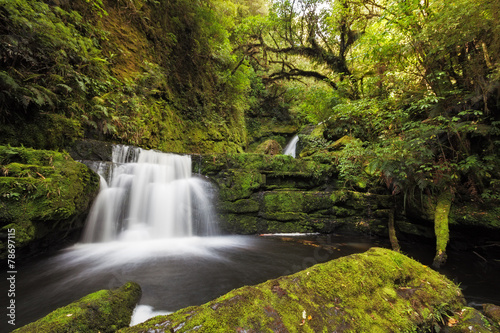 Small falls downstream from Mclean Falls, Catlins, New Zealand