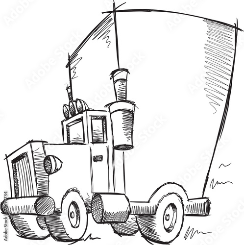 Doodle Sketch Truck Vector Illustration Art