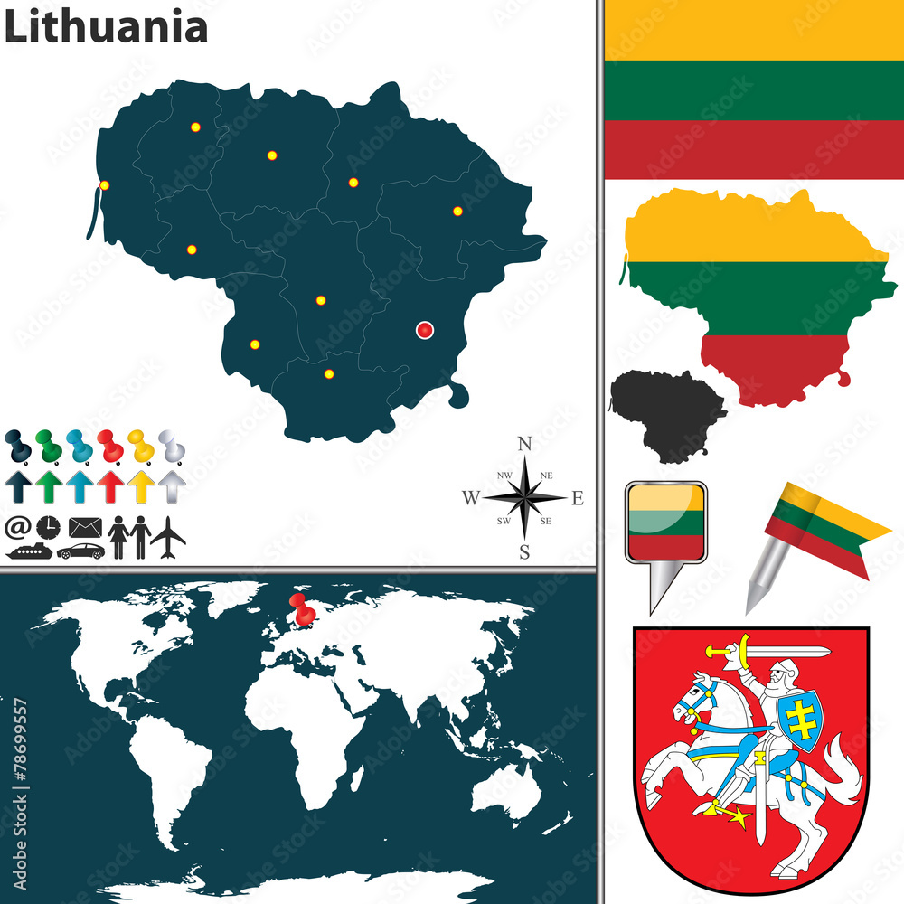 Obraz premium Map of Lithuania