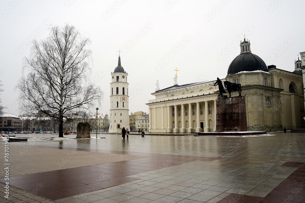 Vilnius cathedral place winter view on February 10