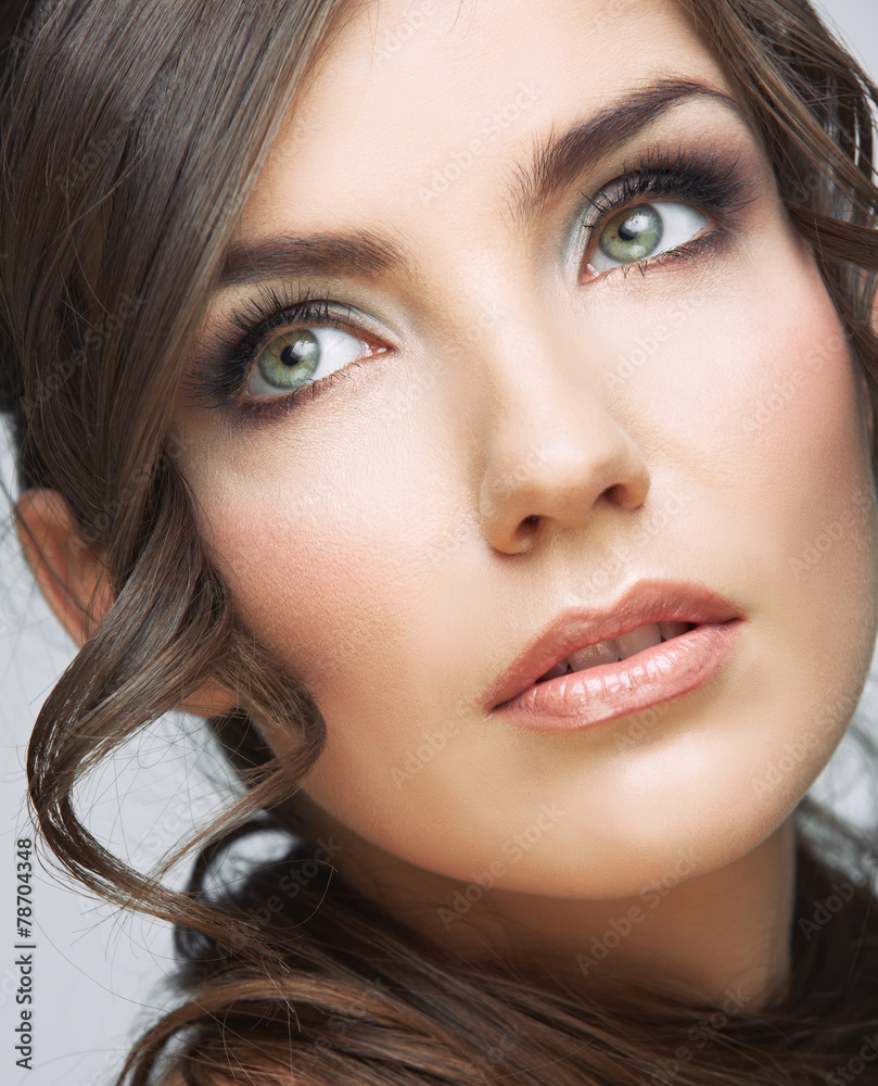 Obraz premium Beauty woman face close up portrait. Light make up.