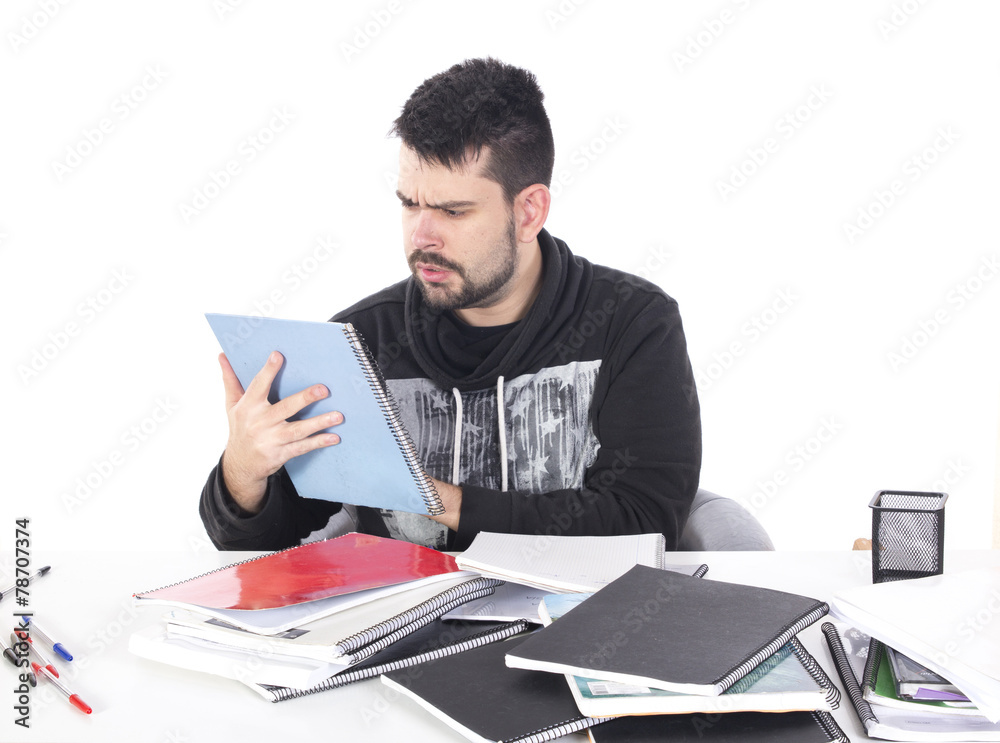 Student reading on table Student reading on table