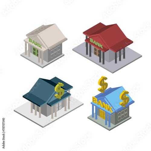  set bank Isometric  Building Vector