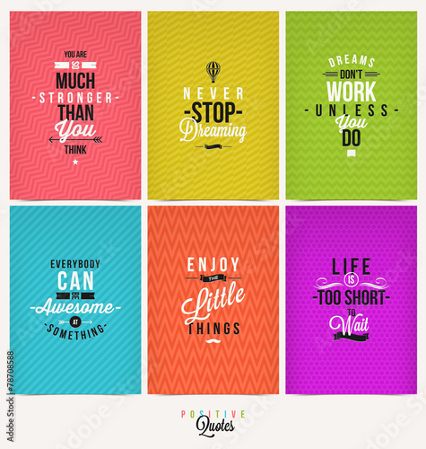 Set of Positive Quote Typographical Background
