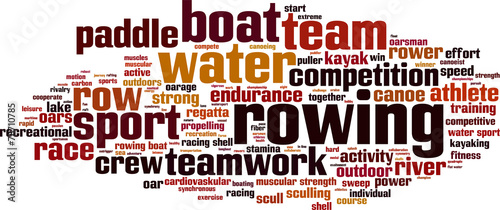 Rowing word cloud concept. Vector illustration photo