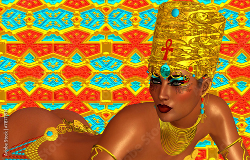 Egyptian, Cleopatra in our modern digital art style, close up
