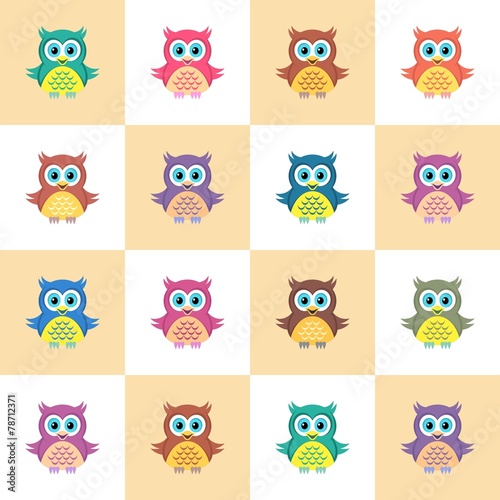 Seamless pattern with owls