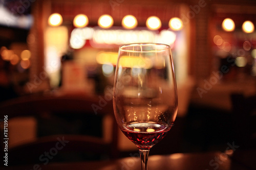 glass with red wine, tasting, restaurant