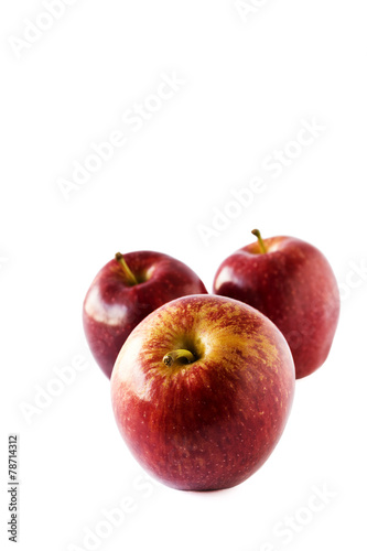 Delicious red apples on white background
