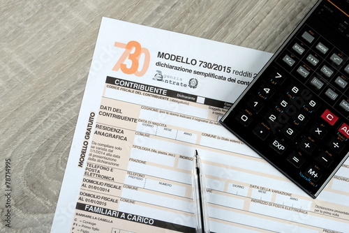 Italian 730 tax form, empty spaces. 2015 edition
