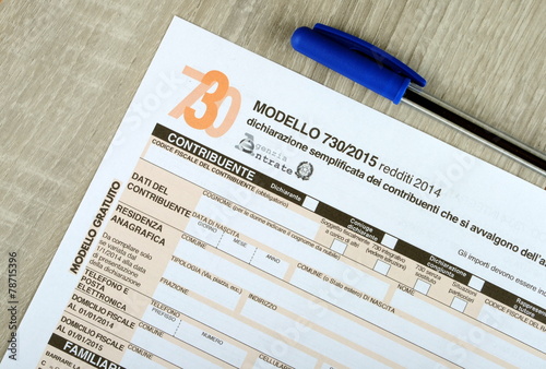 Italian 730 tax form, empty spaces. 2015 edition