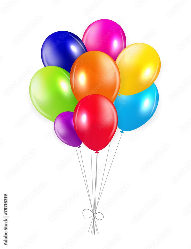Set of Colored Balloons, Vector Illustration. - obrazy, fototapety, plakaty 