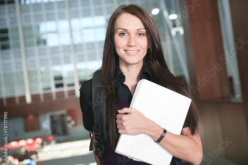 A portrait of cocassian college student on campus