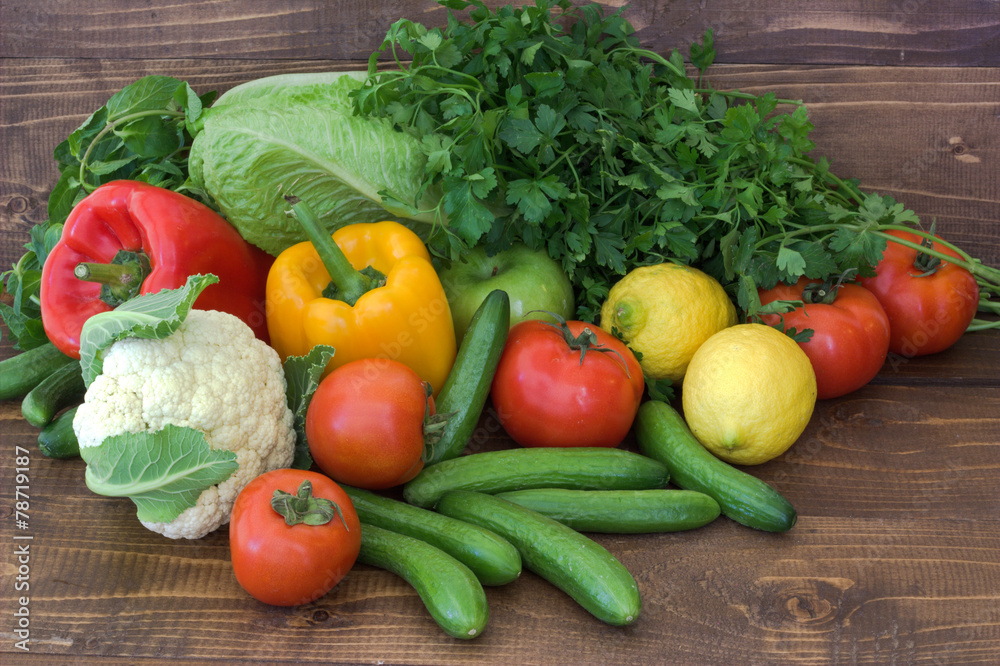 Vegetables on board. Vegetables on board.