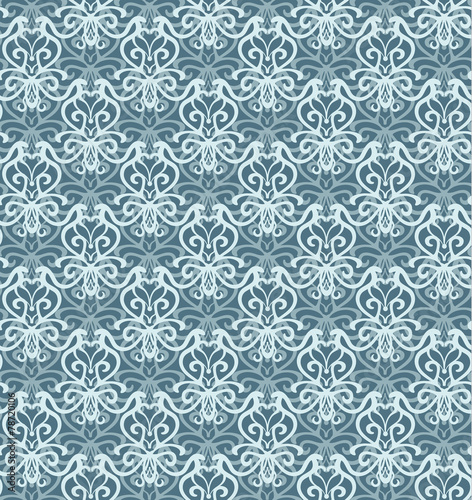 Intricate Silver and Blue Luxury Seamless Pattern on Dark