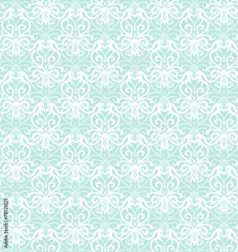 Intricate White Luxury Seamless Pattern on Blue Background