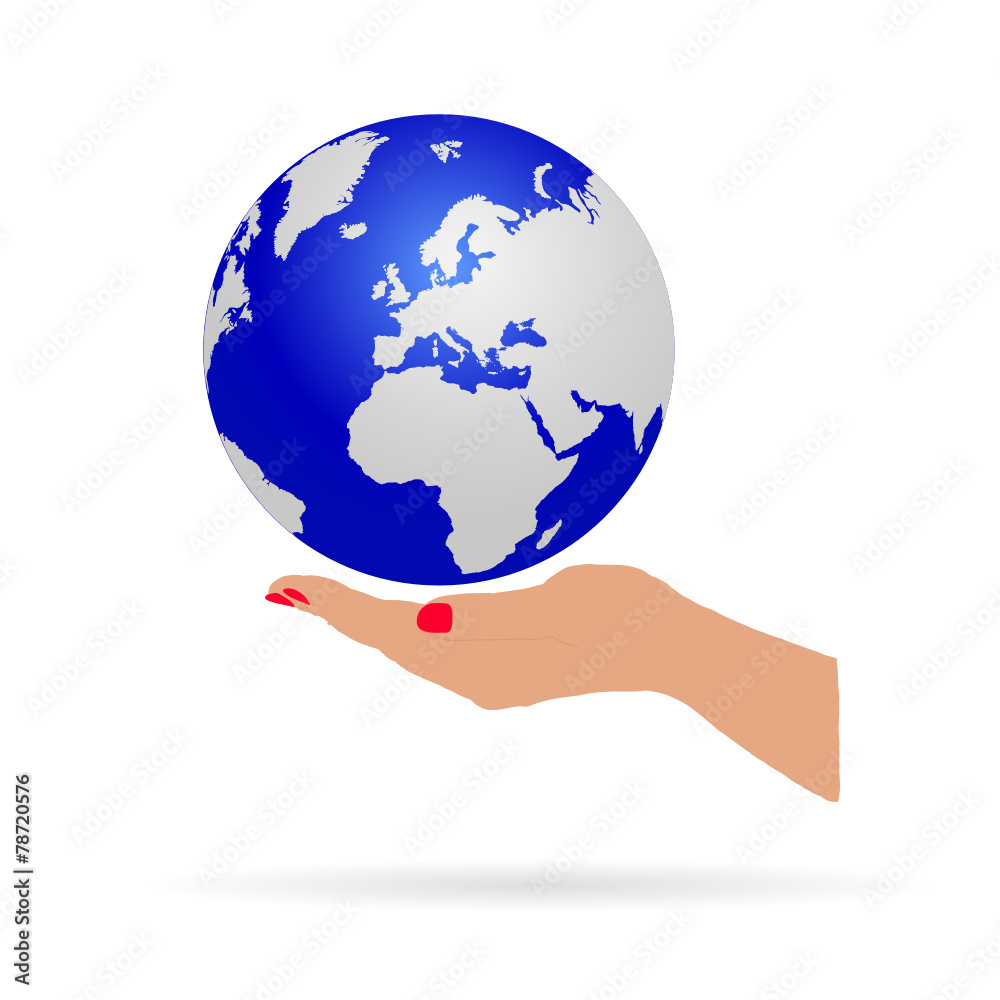 woman hand holding earth vector illustration woman hand holding earth vector illustration