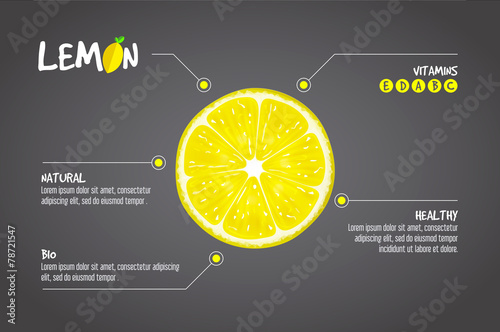 Lemon infographics. Citrus fresh fruits vector illustration