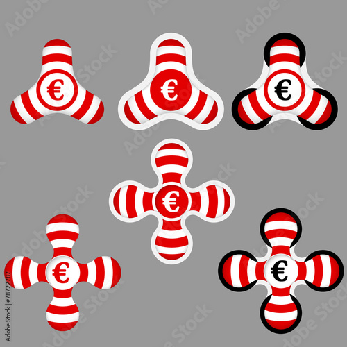 abstract red and white icons and euro symbol