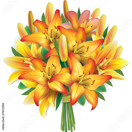 Bouquet of yellow lilies