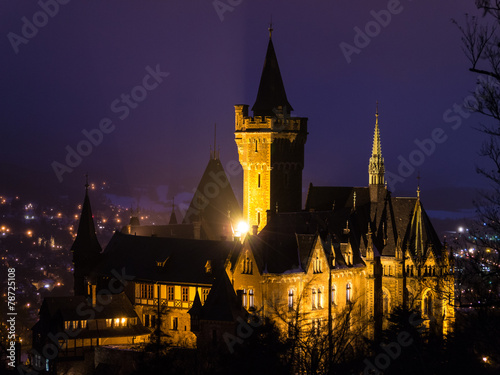 Das Schloss in Wernigerode bei Nacht
