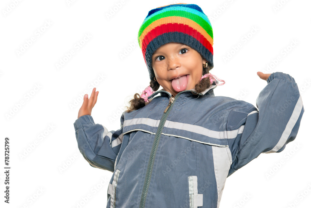 Small mixed race girl doing a funny gesture Small mixed race girl doing a funny gesture
