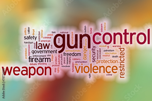 Foto Gun control word cloud concept with abstract background