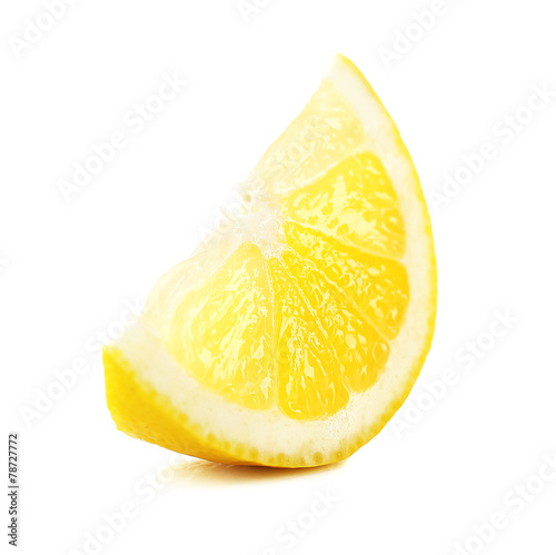 Juicy slice of lemon isolated on white
