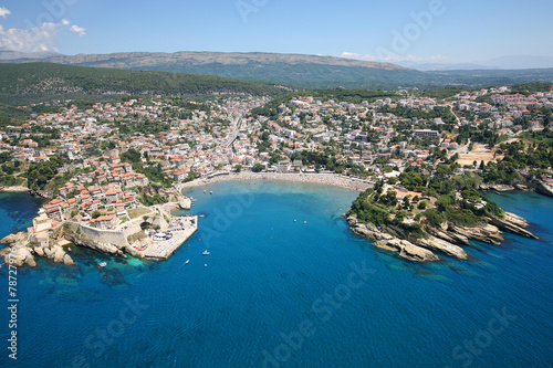 Aerial view of the old town Ulcinj, Montenegro.